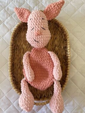 Handmade Crochet Plush Piglet Plush - Pink Crochet Lovey